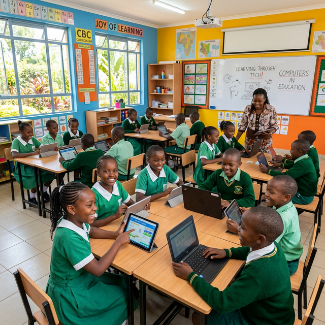 Kenyan students using technology